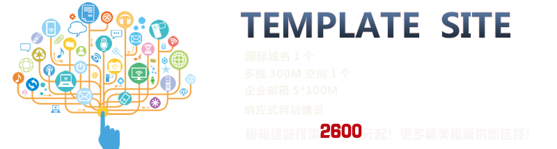 TEMPLATE SITE;國(guó)際域名1個(gè)、多線(xiàn)300M空間1個(gè)、企業(yè)郵箱5*100M、響應(yīng)式網(wǎng)站建設(shè)、模板建站僅需2600元起！更多精美模板供您選擇！